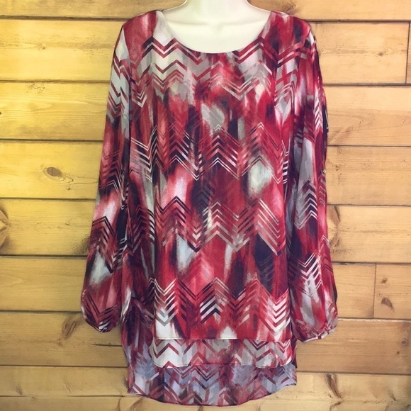 Zac & Rachel| Layered Chiffon Split Sleeve Tunic M - Picture 1 of 6